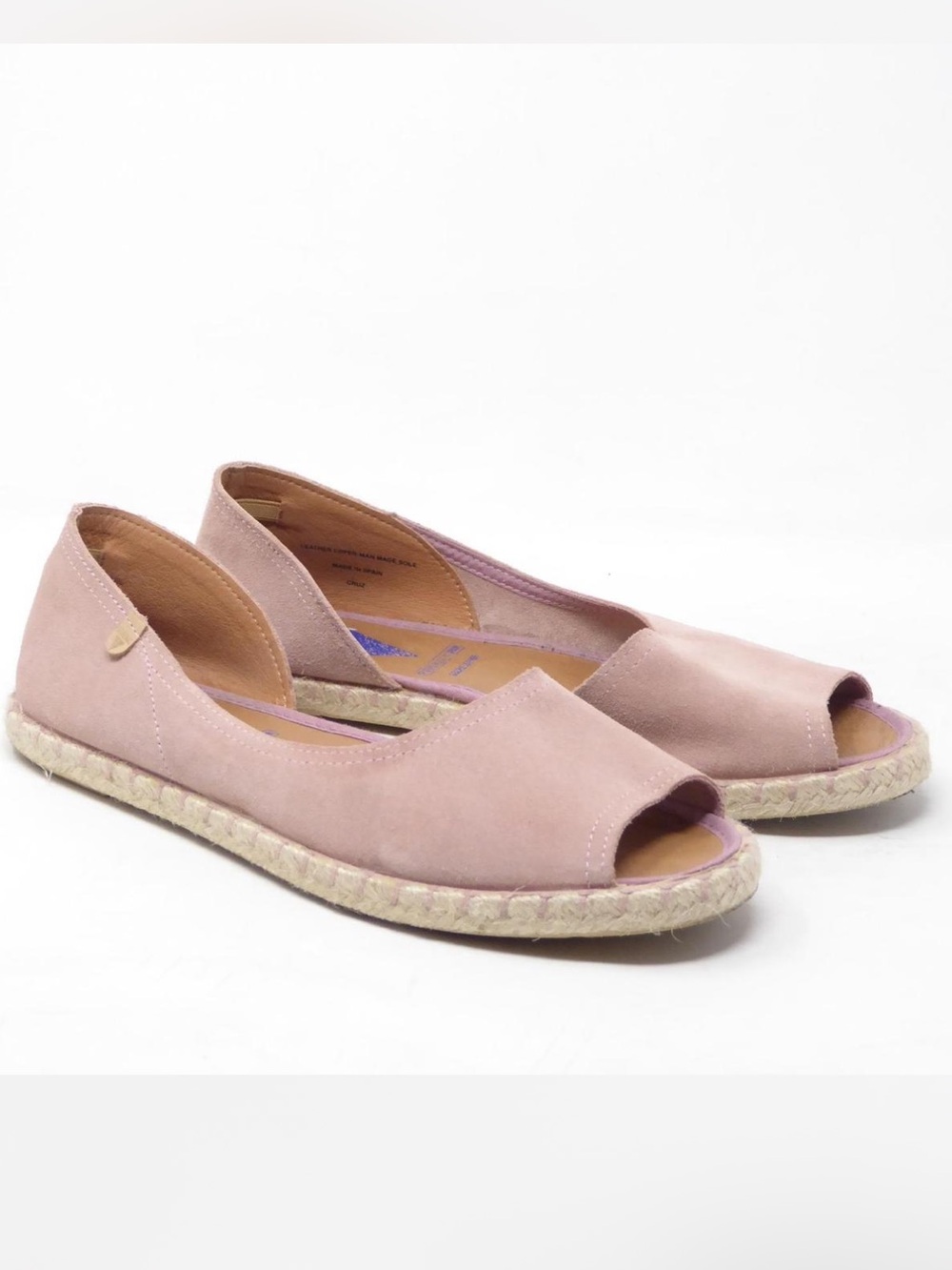 Verbenas Dusty Pink Open-Toe Espadrille Flats for Women EU41 US11